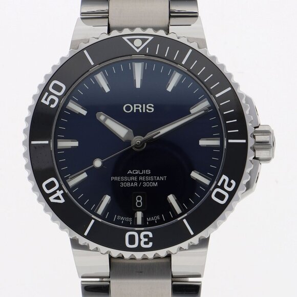 ORIS 01 733 7766 Aquis date Navy SS AT - Picture 1 of 9